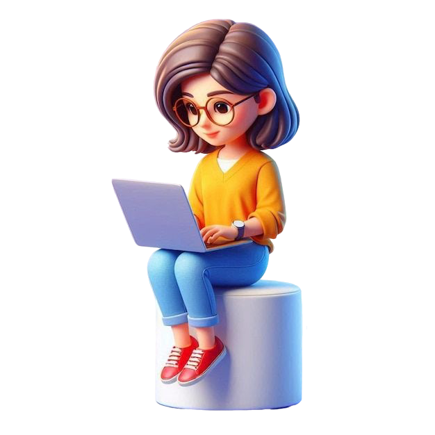 Mai sitting with laptop